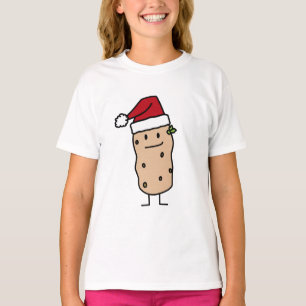 Potato Potatoes wearing Christmas Santa Hat Happy T-Shirt