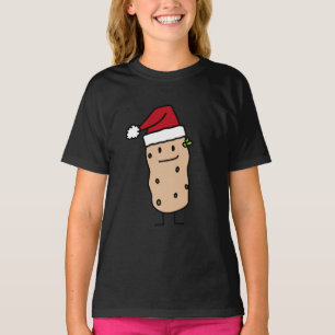 Potato Potatoes wearing Christmas Santa Hat Happy T-Shirt