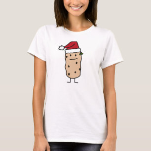 Potato Potatoes wearing Christmas Santa Hat Happy T-Shirt