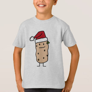 Potato Potatoes wearing Christmas Santa Hat Happy T-Shirt
