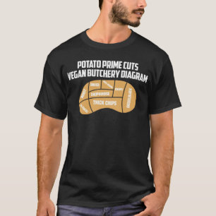 Potato Prime Cuts Vegan Butchery Diagram Spud Frie T-Shirt