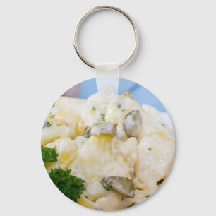 Potato salad with sausage and mustard key ring