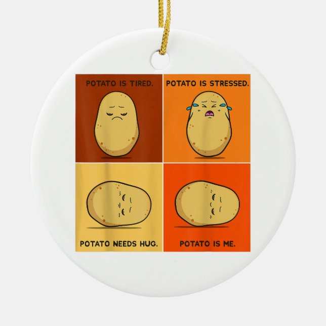 Potato Spud Root Vegetable Tater Vegan Lover Keto  Ceramic Tree Decoration (Front)