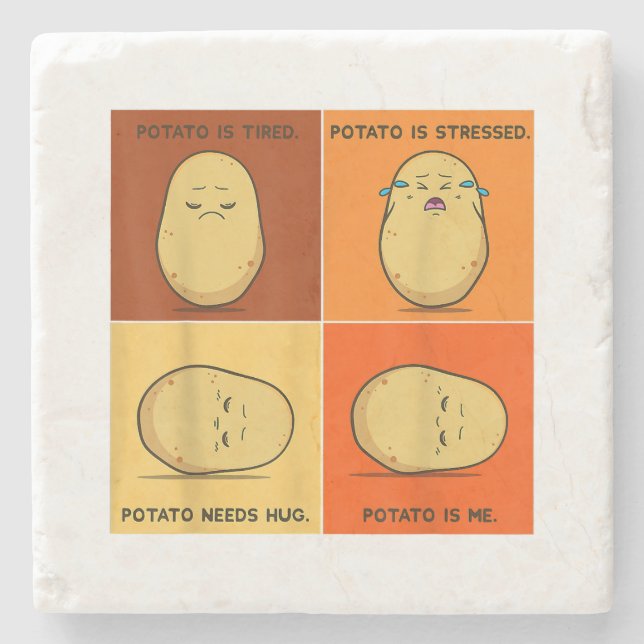 Potato Spud Root Vegetable Tater Vegan Lover Keto  Stone Coaster (Front)