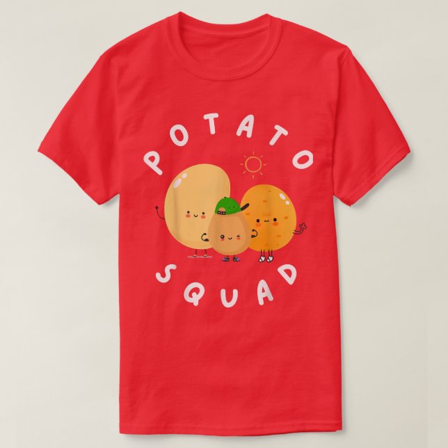POTATO SQUAD Cute Funny Potato Vegetarian Team Pot T-Shirt (Design Front)