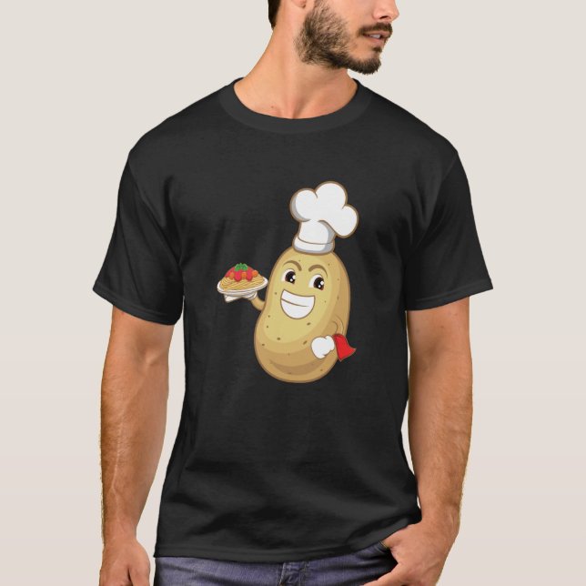 Potatoe Serving Spaghetti Restaurant Hobby Chef T-Shirt (Front)