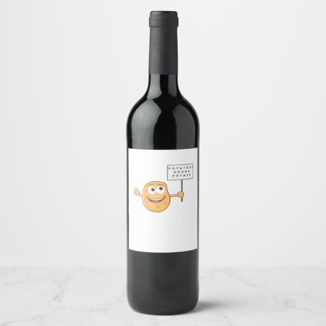 Potatoes Gonna Potate (Vegetable Potato Pun) Class Wine Label (Front)