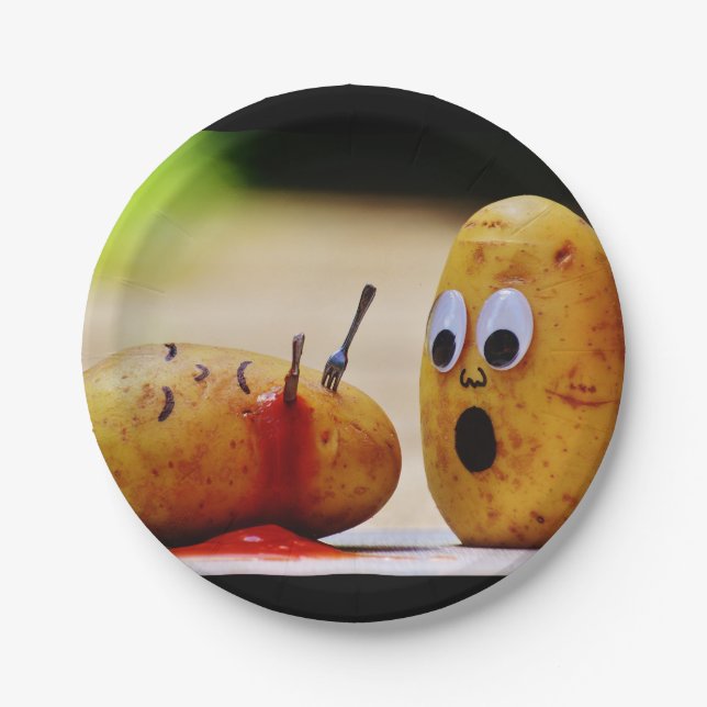 Potatoes Ketchup Murder Blood Funny Paper Plates (Front)