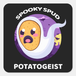 Potatogeist Spooky Spud Potato - Cute Halloween Square Sticker