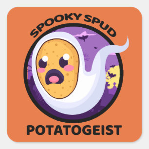 Potatogeist Spooky Spud Potato - Cute Halloween Square Sticker