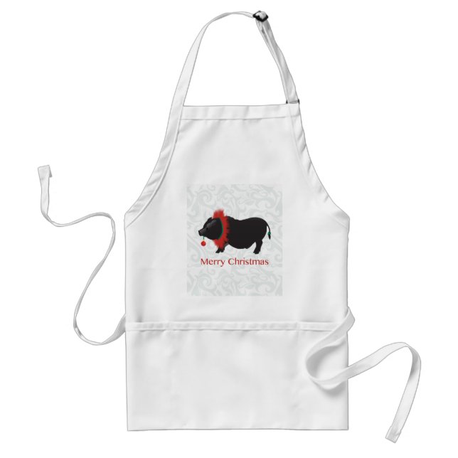 Potbellied Pig Merry Christmas Design Standard Apron (Front)