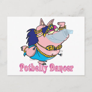 potbelly pig belly dancer funny piggy postcard