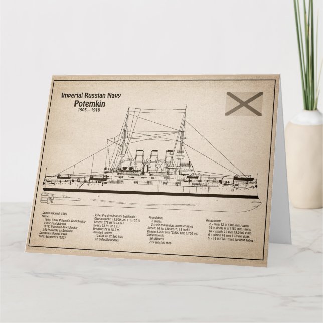 Potemkin - Ship Blueprint Plans SD  Thank You Card (Front)