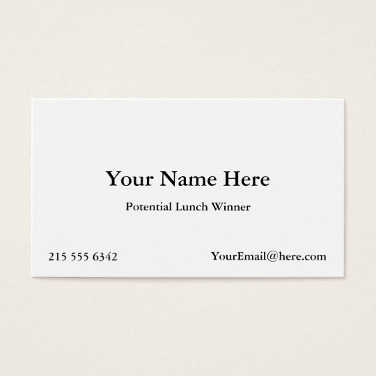 Potential Lunch Winner Business Cards