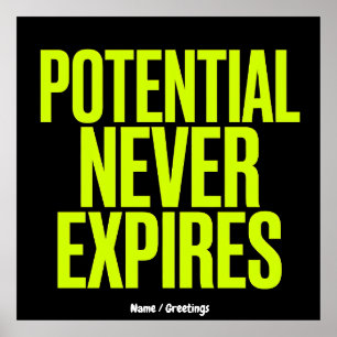 Potential Never Expires Bold Growth Mindset Poster