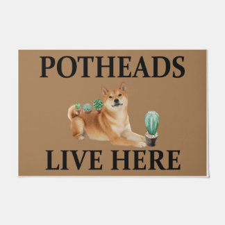 Potheads Live Here, Dog Gift Lover Akita Doormat