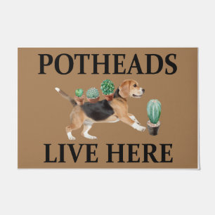 Potheads Live Here, Dog Gift Lover Beagle Doormat