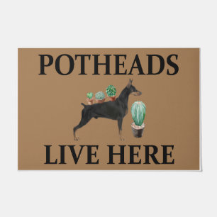 Potheads Live Here, Dog Gift Lover Doberman Doormat