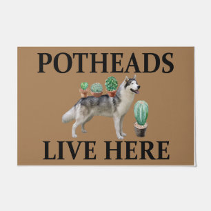 Potheads Live Here, Dog Gift Lover Husky Doormat