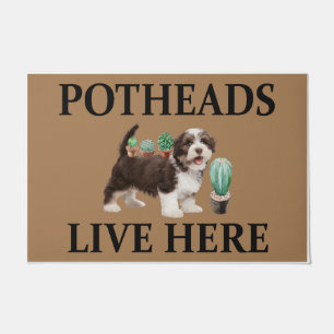Potheads Live Here, Dog Gift Lover Shih Tzu Doormat