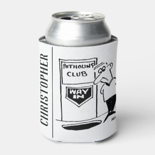 Potholing Club Entrance in the Floor Cartoon Can Cooler