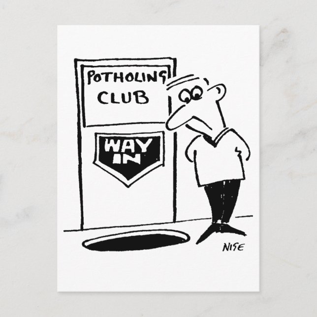 Potholing Club Entrance in the Floor Cartoon Postcard (Front)