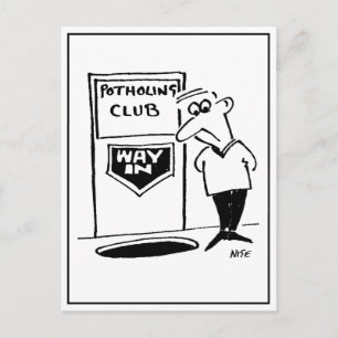 Potholing Club Entrance in the Floor. Funny Postcard