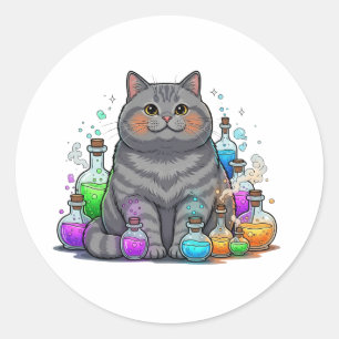 Potion Brit – British Shorthair Cat Halloween Classic Round Sticker