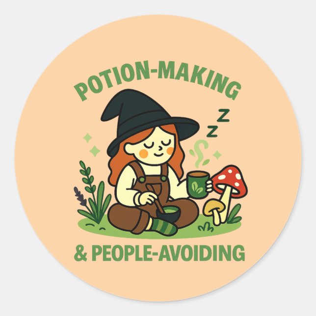 Potion Making & People Avoiding Classic Round Sticker (Front)