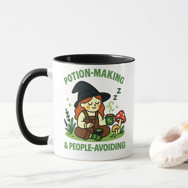 Potion‑Making & People‑Avoiding – Funny Witch Mug (With Donut)