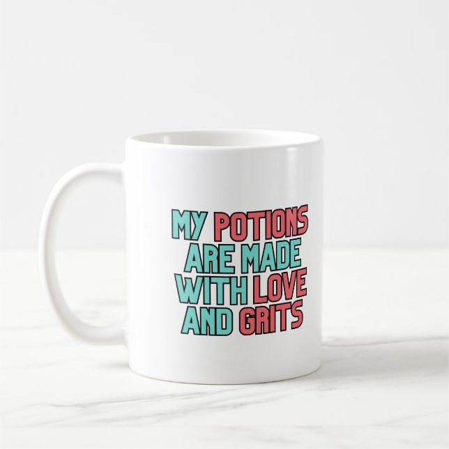 Potions and Grits Southern Witches Witchy Humour Coffee Mug (Left)