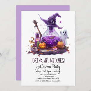 Potions Pumpkin Ghost Witch Hat Halloween Party  Invitation