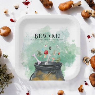 Potions, Spells, Magic Halloween Witches Cauldron  Paper Plate