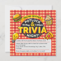 Potluck and Trivia night invite byo pot luck