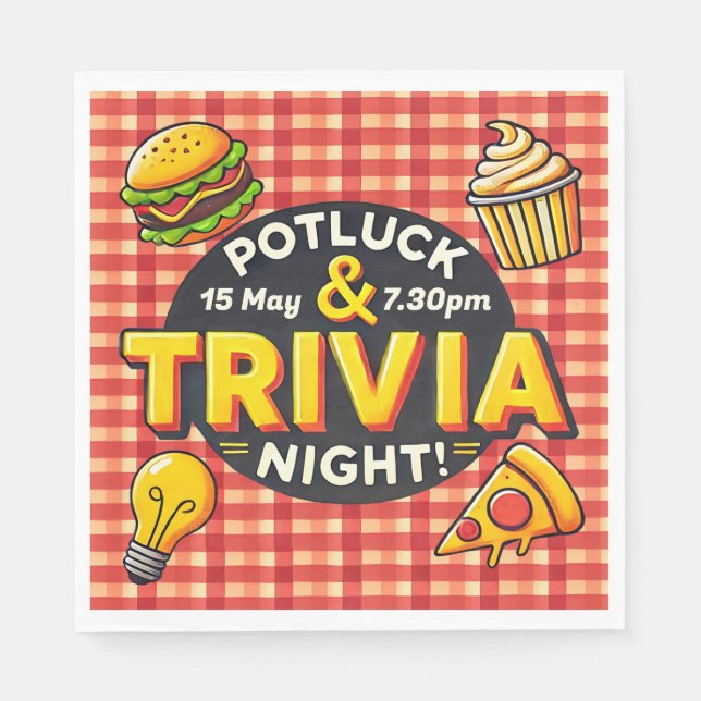 Potluck and Trivia night invite byo pot luck Napkin (Front)
