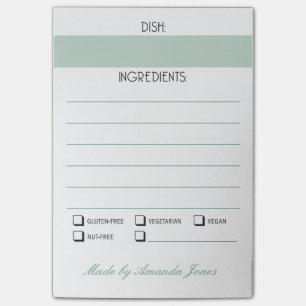 Potluck or catering dish ingredient food allergy post-it notes