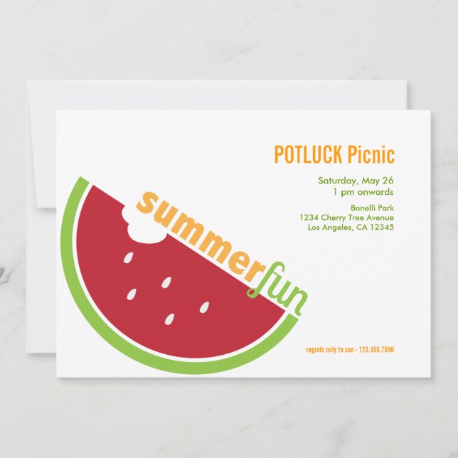 Potluck Summer Picnic Party Invitation (Front)