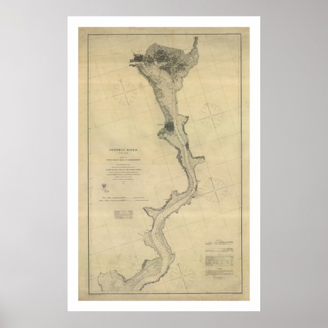 Potomac River Map Washington DC - 1864 Poster (Front)