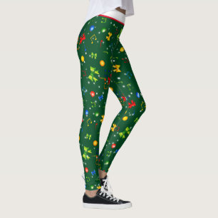 Potpourri of Christmas Elements on GREEN Leggings