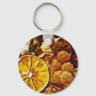 Potpourri Oranges Fractal Key Ring