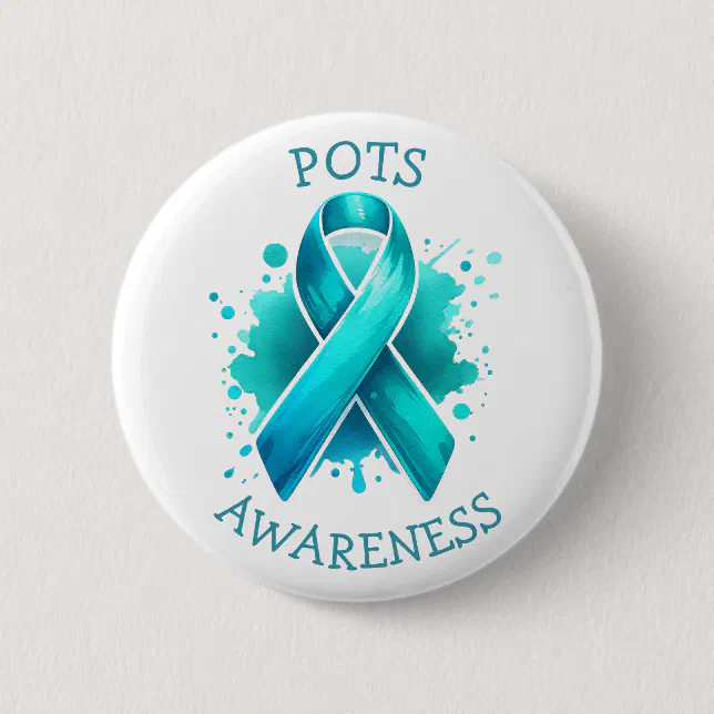 Pots Awareness Turquoise Awareness Ribbon 6 Cm Round Badge | Zazzle
