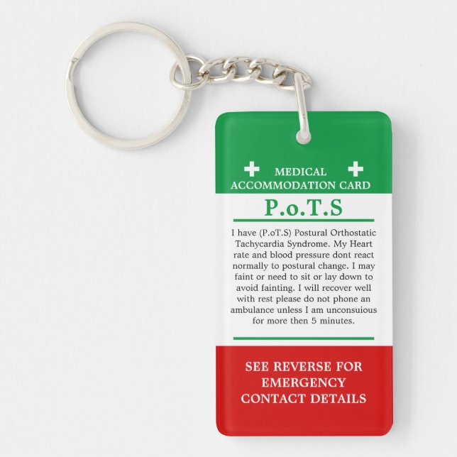 PoTS In Case of Emergency ICE invisible illness Key Ring (Front)
