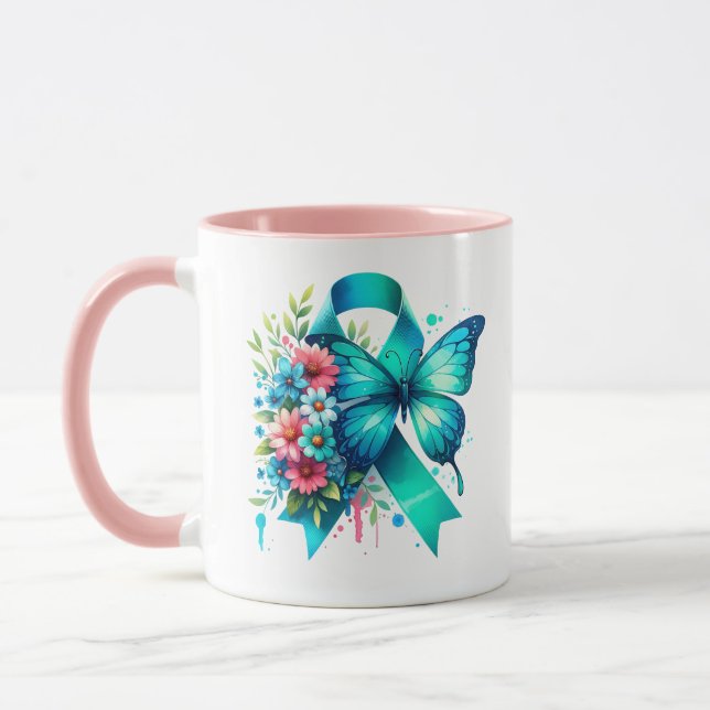 POTS Warrior | Dysautonomia Awareness Ribbon Mug (Left)