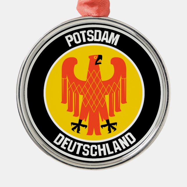 Potsdam Round Emblem Metal Tree Decoration (Front)