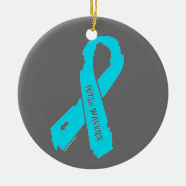 POTSie Warrior torn ribbon Ceramic Tree Decoration (Front)