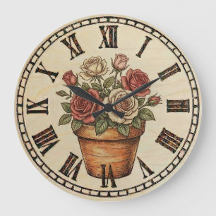 Potted beautiful flowers Wall Clock