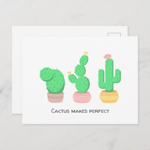 Potted Cacti - Cactus Makes Perfect Postcard