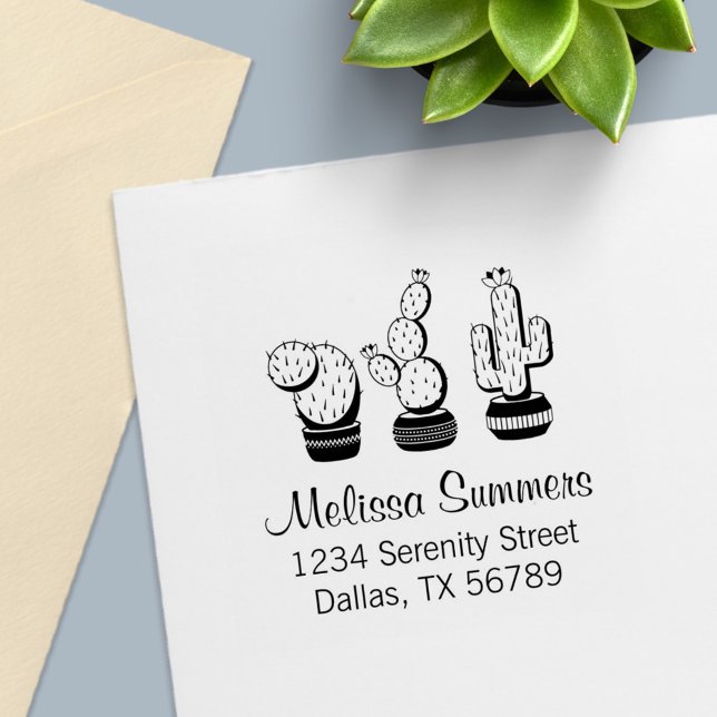 Potted Cacti - Cactus Plants Address Self-inking Stamp (Creator Uploaded)