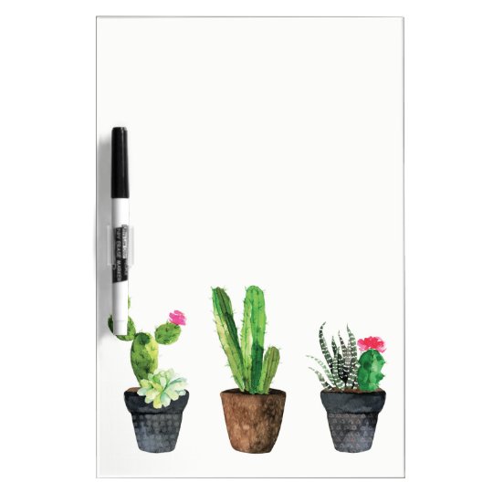 Potted Cactus and Succulents Dry Erase Board