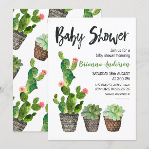 Potted Cactus Baby Shower Invitation
